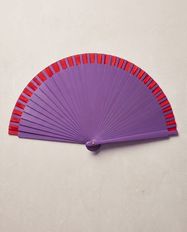 Reverso morado del abanico Bandera Republicana recta con remate rojo en las puntas